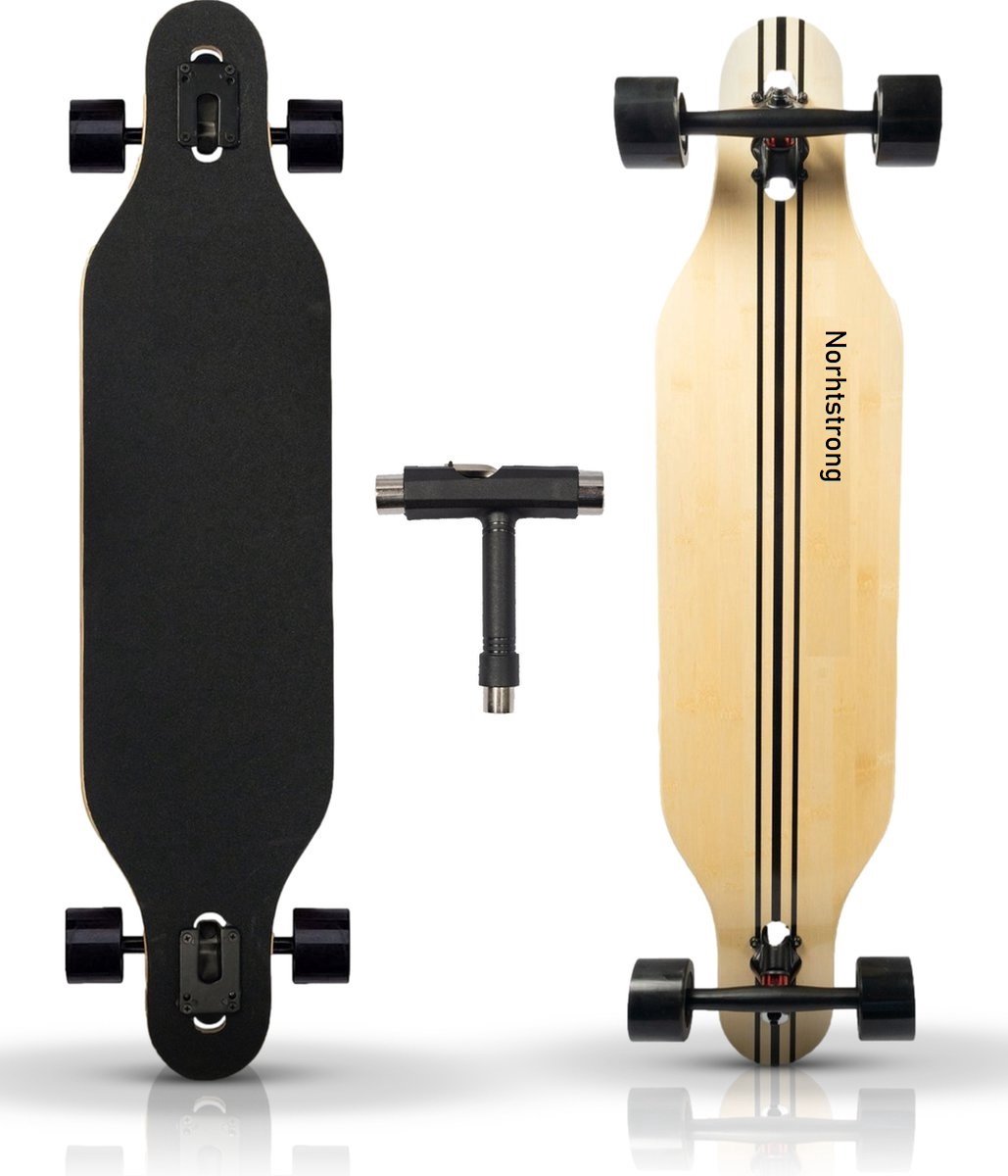 Longboard | 104 cm | Northstrong | zwart | zwarte wielen